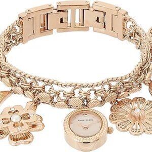 Anne Klein Women's Premium Crystal Accented Charm Bracelet Watch